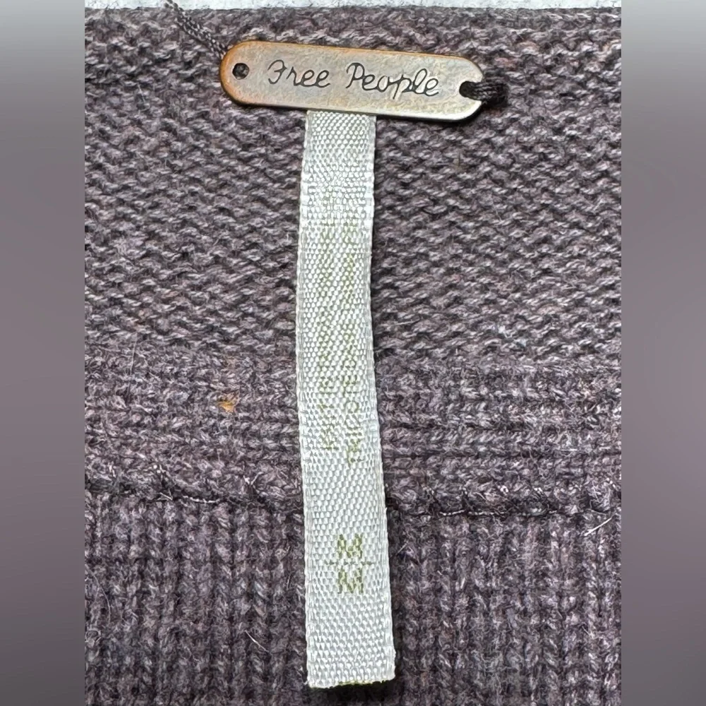 Free People Military Cotton Wool Angora Blend Button Epaulet Cropped Sweater Med